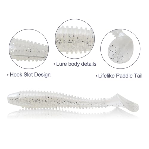 Soft Fishing Lures, 6.5cm/8cm Paddle Tail Swimbaits Soft Plastic Lures Kit for Bass Trout Walleye Crappie 30pcs/40pcs… - color: A-6.5cm/2.55in-40pcs