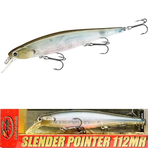 LUCKY CRAFT Slender Pointer 112 MR Fishing Lure, 4.5" Suspending Jerkbait, 4-5 ft Depth, Long Casting, Freshwater Trout and Bass Lures, Bass Fishing Gear and Tournament Hard Bait - color: 538 NC Ghost Minnow
