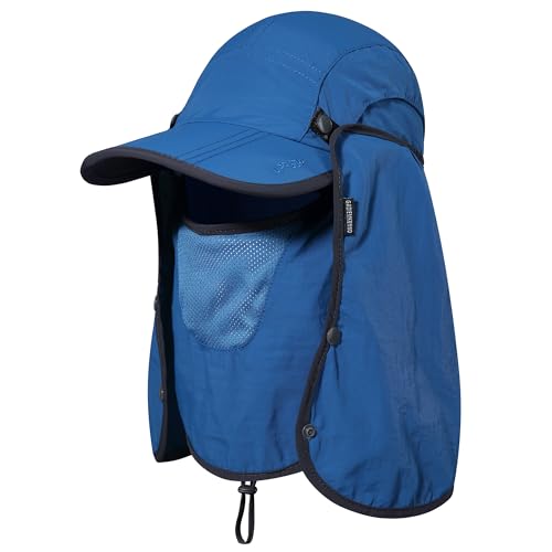 GADIEMKENSD UPF 50+ Folding Fishing Hat 360 Outdoor Sun Hat - color: Blue