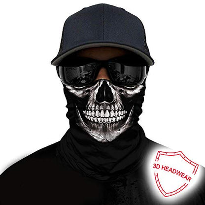 Obacle Bandana Face Mask Neck Gaiter Tube Mask Men Women for Sun Dust Protection - color: Skull Neat Teeth Black Face