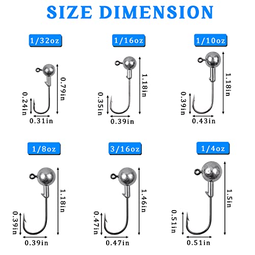 Jig Heads Fishing Hooks Crappie Jigs Unpainted Jig Heads Round Ball Sharp Fishing Jigs Hooks for Bass Trout Crappie Walleye Saltwater Freshwater - size: 3/4oz - 20g - 20pack