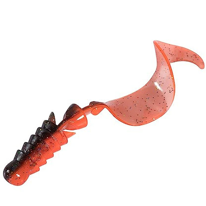 Dr.Fish 10 Pack Grub Fishing Lures 4" Soft Plastic Baits Worm Grub Bass Fishing Lures Swimbait Walleye Saltwater Freshwater - color: Black/Red