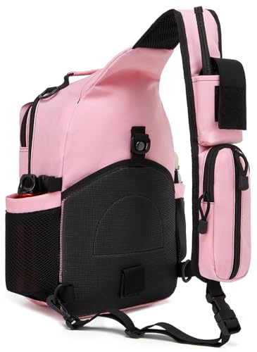Tactical Sling Backpack Holster Range Shoulder Bag 15L Crossbody Bag Water Bottle Holder Radio Pouch 6 Elastic Slots - color: Pink