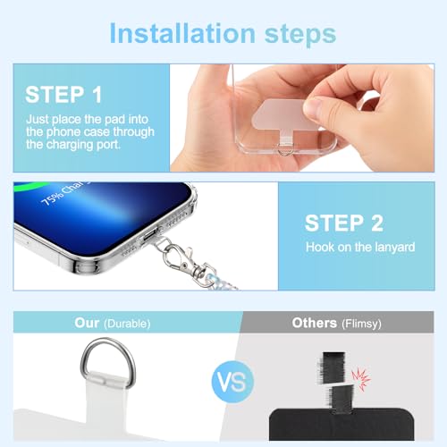 SHANSHUI Phone Lanyard Tether, Stretchy Phone Strap Patch Anchor Outdoor Climbing Hook Compatible for Most Smartphones - color: White White