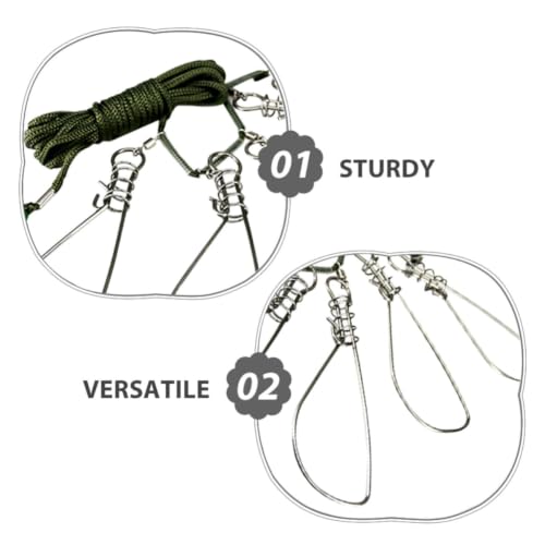 ARTIBETTER 3 Sets Stainless Steel Fish Stringer with 5-Lock Structure, Saltwater Corrosion Resistant Live Fish Lock for Oceans and Individual Fishing Trips, Convenient Capture and Release