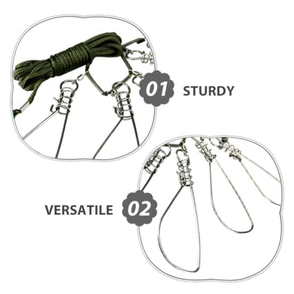 ARTIBETTER 3 Sets Stainless Steel Fish Stringer with 5-Lock Structure, Saltwater Corrosion Resistant Live Fish Lock for Oceans and Individual Fishing Trips, Convenient Capture and Release