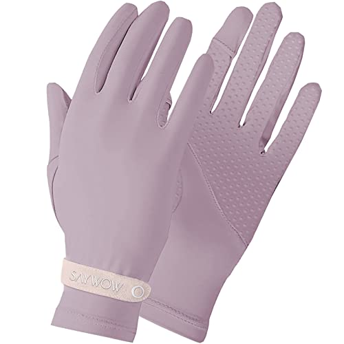 SayWow Driving Gloves Women for Sun UV Protection UPF 50+ Touchscreen Full Finger - color: Purple