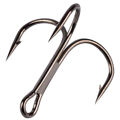 AMHDV 100pcs Treble Hooks Barbed Sharp Treble Hook for Freshwater and Saltwater - color: Black, size: 10# 100pcs