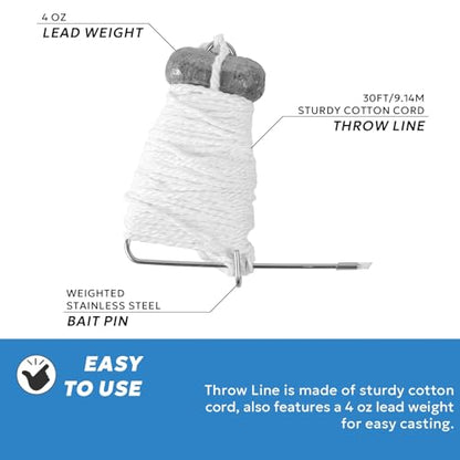 Crab Throw Line Length 30FT/9.14M with 4OZ Lead Weight Crab Trap Line Kit 3PCS/6PCS - style: Ctl007-3