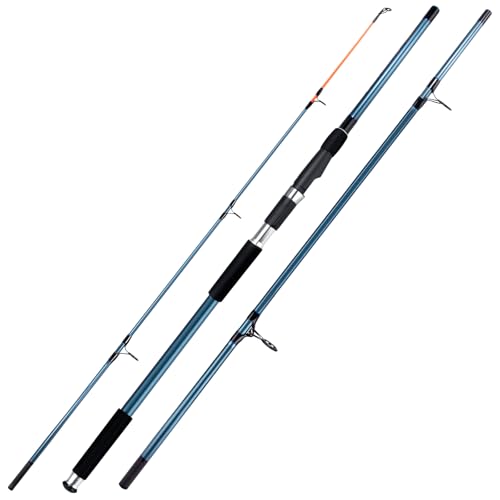 Dr.Fish Spinning Fishing Rod for Surf Fishing, Hard Power, Extra Fast, 3 Section Carbon Fiber Stainless Steel Guide EVA Grip Surf Casting Saltwater Fishing Pole Beach Trolling - size: 10.8FT-3 Sections