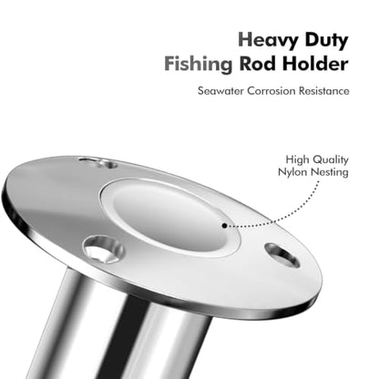 Boat Fishing Rod Holder,2Pcs 15/30/90 Degree Stainless Steel 316 Flush Mount Rod Holders for Fishing Boat,with PVC Cap,Inner Tube and Gasket - color: White Insert, size: 30 Degree