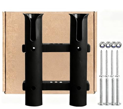 Fishing Rod Holders Wall Mounted 3 Pole Tubes Adjustable Fishing Rod Holder Bracke for Boat Kayak Garage Cooler Trailer Portable with Hardware - color: Black-2 Pole