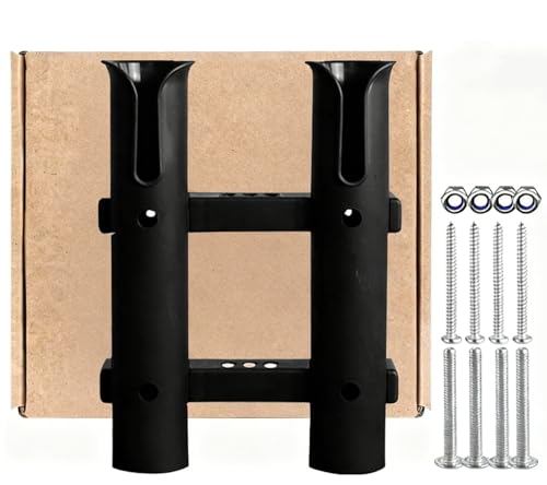 Fishing Rod Holders Wall Mounted 3 Pole Tubes Adjustable Fishing Rod Holder Bracke for Boat Kayak Garage Cooler Trailer Portable with Hardware - color: Black-2 Pole