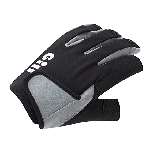 Gill Deckhand Sailing Gloves - Long Fingers with Exposed Finger and Thumb - 50+ UV Sun Protection & Water Repellent - color: Black, size: XX-Large