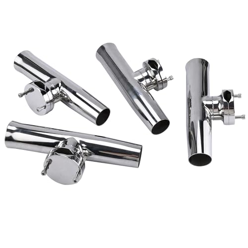NovelBee 4-Pack Boat Fishing Rod Holder,Stainless Clamp on Fishing Rod Pole Holder for Rails 1-1/4" to 2" ( Tournament Style )