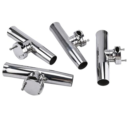 NovelBee 4-Pack Boat Fishing Rod Holder,Stainless Clamp on Fishing Rod Pole Holder for Rails 1-1/4" to 2" ( Tournament Style )