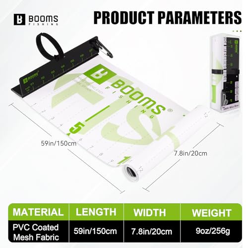 Booms Fishing 59" Fish Ruler: Foldable Fishing Ruler - Waterproof Fish Measuring Tape with Bump Board - Saltwater Fishing Measuring Tool for Angler, RL4 Green with White - color: Green with white