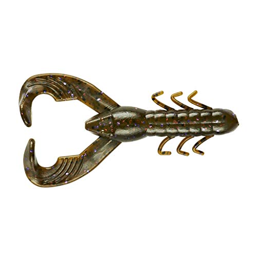 YUM Baits Co. Lures Chrsitie Craw Soft Plastic Bait Fishing Lure - Great for Flipping and Pitching and as a Jig Trailer, 3.5 Inch Length, 8 per Pack, Green Pumpkin/Purple Flake