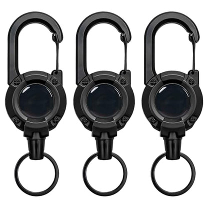 Heavy Duty Retractor Set, 3 Steel Wire Lanyards, Gear Keeper, Keychain & Clip
