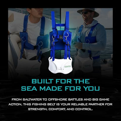 GAFFER SPORTFISHING Adjustable Fishing Belt & Shoulder Harness - Safety Buckle with Foam-Padded Straps Fish Rod Holder - color: Shoulder Harness - Blue
