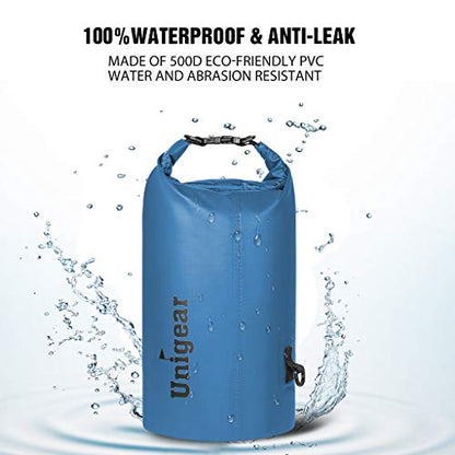Unigear Dry Bag Waterproof, 2L/5L/10L/20L/30L/40L Floating and Lightweight Bags for Kayaking, Boating, Fishing, Swimming and Camping with Waterproof Phone Case - color: Sky Blue, size: 10L