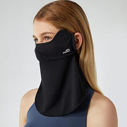Sun UV Face Mask UPF50+ Neck Gaiter Scarf Breathable Cooling Face Cover for Outdoor Activities - color: Black
