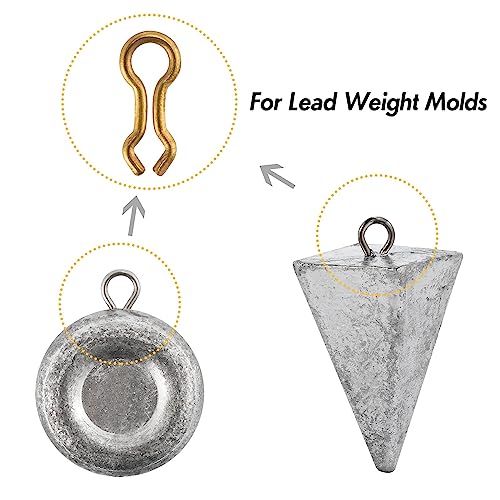 Dr.Fish Sinker Eyes for Lead Weight Mold, US Size Sinker Eyelet for Homemade Fishing Weight Mold Tackle Accessories - size: #1