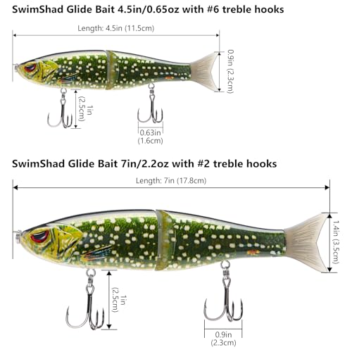 Bassdash SwimShad Glide Baits Jointed Swimbait Bass Pike Salmon Trout Muskie Fishing Lure - color: Northern Pike, size: 7in/2.2oz