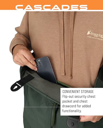 FROGG TOGGS Cascades 2-ply Poly/Rubber Waterproof Fishing Bootfoot Chest Wader for Fishing - color: Felt, size: 10