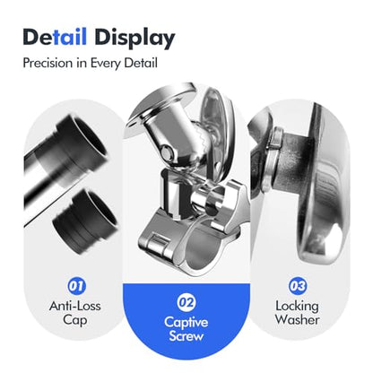 Boat Fishing Rod Holder, 360 Degree Marine Grade Stainless Steel 316 Adjustable Swivel Fishing Pole Holders, Deck Mount and Rail Mount Fishing Rod Bracket