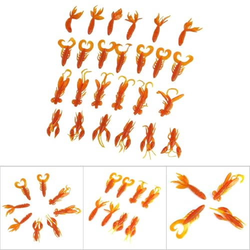 Soft Silicone Crawfish Lures Kit, 25Pcs Saltwater Fishing Lures Shrimp Baits Set for Bass Fishing, Fishings Bait for Freshwater Saltwater Gifts - color: Orange