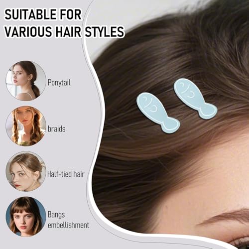 6 Pcs Cartoon Fish Hair Clips Fantasy Fish Styling Hair Accessories Blue Pearlescent Barrettes Metal Duckbill Hairpins Non Slip Headwear for Women Hairstyle Clips - color: Style 8