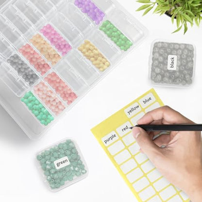 Guyuyii 62 Clear Plastic Bead Storage Containers with Hinged Lids & Labels | for Craft Supplies, Diamond Painting, Jewelry Making | Compatible with Beads, Earrings, Nail Art, Seeds, DIY Bracelet - size: 62 Pcs