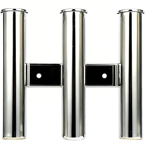 Marine Boat 3 Rod Stainless Steel Fishing Rod Holders, 3 Rod Rack Boat Marine Fishing Stainless Steel, Side Boat Pole Holders Kayak Saltwater Freshwater - color: Silver 3 Rod