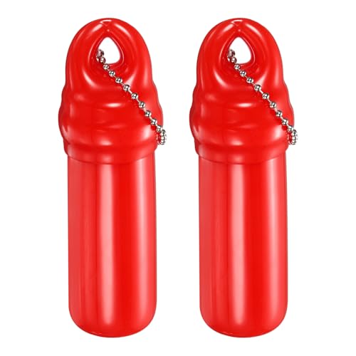 uxcell Floating Keychain, Float Key Ring Holder with Waterproof Container, Float Key Pendant for Fishing - color: Red