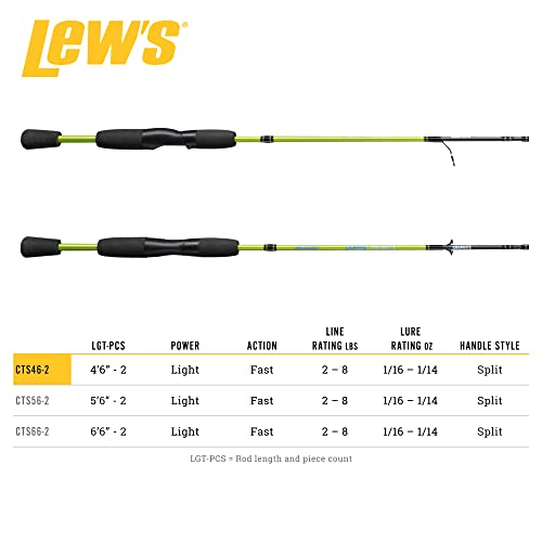 Lew's Crappie Thunder Spinning Fishing Rod, Light Power, Fast Action, Premium 2-Piece Graphite Blank, EVA Split Grip Handle - style: 4'6"