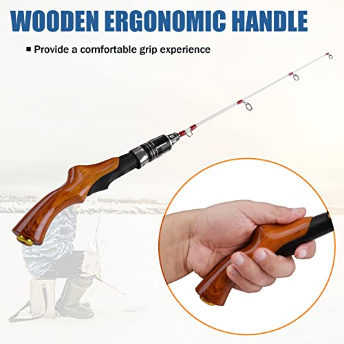 Ice Fishing Rod 22in Ultralight Small Spinning Rod for Ice Fishing | Ice Fishing Gear, Travel Kids Fishing Rod, for Walleye Perch Panfish Bluegill Crappie