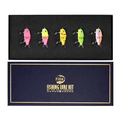 5PCS Glide Bait Fishing Lures Kit, 2026 Surprise Gift for Men & Teen Boys | Fishing Gear for Dad,Bass Fishing Lures Gift Set with Premium Gift Box, Hard & Soft Baits for Bass Trout Pike Salmon - style: 5a