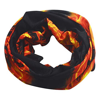 Obacle Bandana Face Mask Neck Gaiter Tube Mask Men Women for Sun Dust Protection - color: Skull Deep Gold Fire