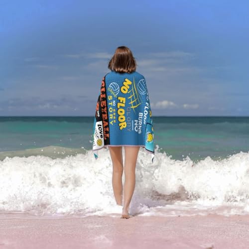 Gifts for Volleyball Lovers,Volleyball Towel for Girls 63" x 31.5" Microfiber Volleyball Beach Towel for Women Bath Pool Shower Camping Travel Towel (Volleyball Towel, 63"x 31.5") - color: Volleyball Towel