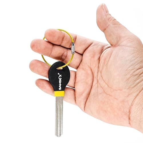 SAMSFX Fishing Hook Sharpener Hook File for Fishing Diamond File with Handle Portable Double Sided Fine and Medium Grits for Men - color: Black & Yellow