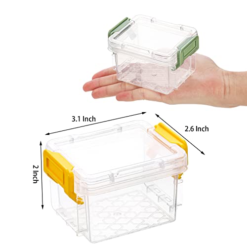 Nicunom 24 Pack Mini Plastic Storage Containers Box, 3.1" x 2.6" x 2" Stackable Bead Organizers with Lid, Clear Plastic Small Storage Box for Small Craft Items, Jewelry, Beads