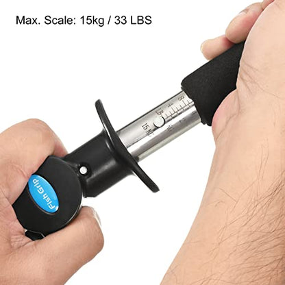 PATIKIL Fish Lip Gripper with Scale Max 33 LB Stainless Steel Fish Grip Grabber Holder with Strap Measure Tape for Fishing, Black