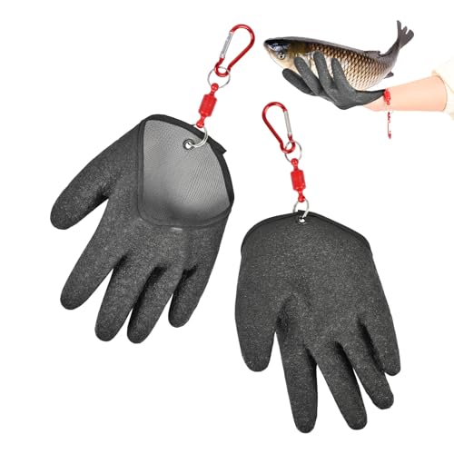 2pcs Fishing Gloves for Handling - Magnetic Quick Release Design Fish Handling Gloves for Women & Men, Puncture Resistant Fish Cleaning Gloves No Slip Grip