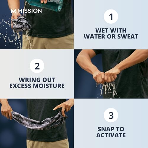 MISSION Max Plus Cooling Towel- Soft, Durable Microfiber - Cools Up to 3 Hours - UPF 50 Sun Protection - Machine Washable - color: Mirage Camo Vista Blue