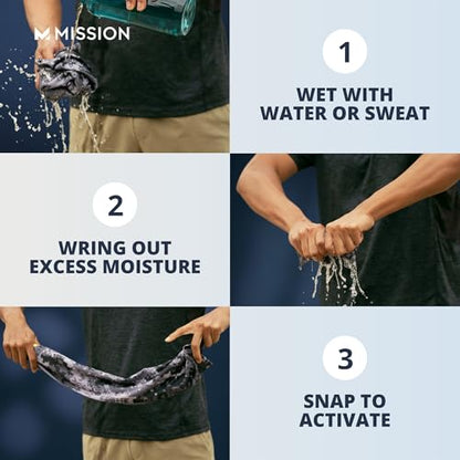 MISSION Max Plus Cooling Towel- Soft, Durable Microfiber - Cools Up to 3 Hours - UPF 50 Sun Protection - Machine Washable - color: Mirage Camo Vista Blue