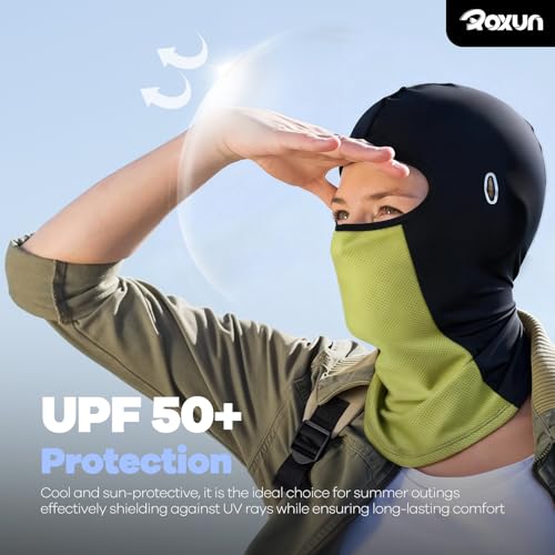 ROXUN Balaclava Moto Face Mask, Summer Cooling Ice Silk Mesh Sun Protection | Ice Silk Cooling, Breathable Mesh, UPF 50+, Helmet Friendly, Glasses Compatible, Versatile Use for Cycling Ski - color: Black