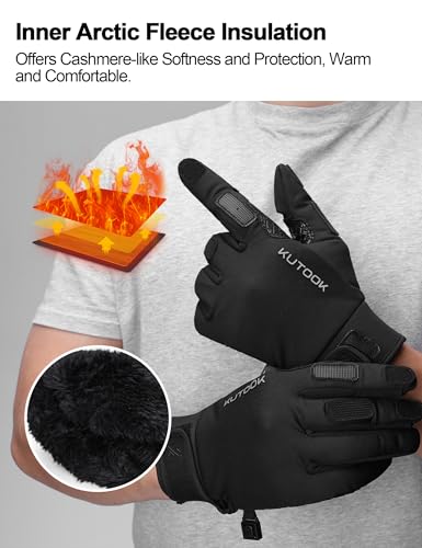 KUTOOK Winter Fishing Gloves for Men& Women Waterproof Glove Cold Weather Hunting Photography Shooting Hiking - color: Black, size: XX-Large