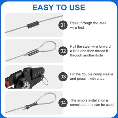OROOTL Fishing Crimp Sleeves Kit, 500PCS Double Barrel Fishing Line Crimps Sleeves Brass Copper Crimping Loop Tubes Connector Wire Leader Rigging Tackle for Saltwater Freshwater
