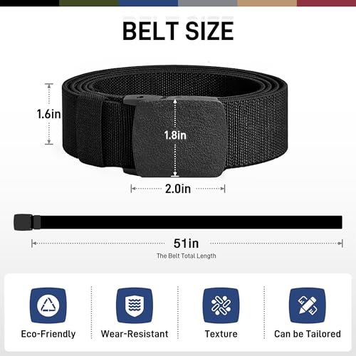 UNGGJKB Men's Tactical Belt, Nylon Casual Elastic Belt, Work Belt That Can Be Cut And Adjusted - color: Blue/Red/Black-stretch